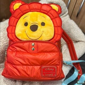 Disney Loungefly Pooh Red Puffer Jacket Backpack NWOT​